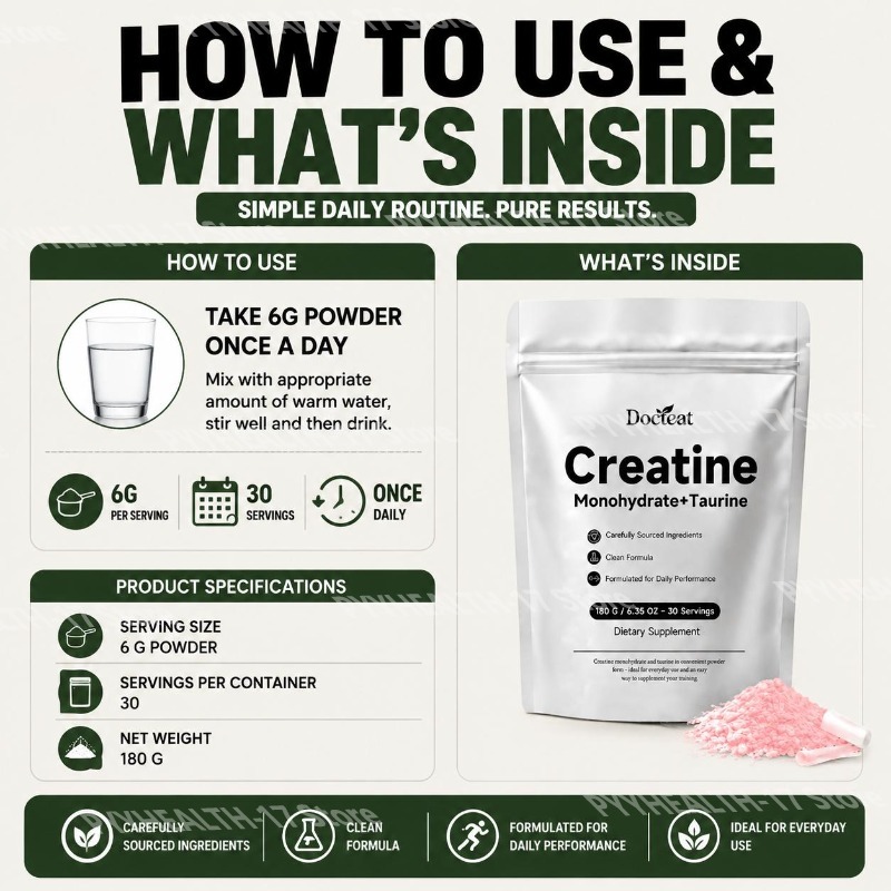 Docteat Creatine Monohydrate+T - огляд і ціна Creatine Monohydrate Powder